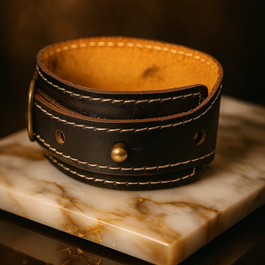 Commander Strap – Black Stitch Cuff Bracelet