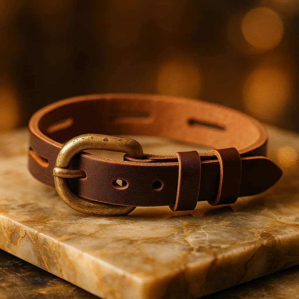 Vintage Buckle – Classic Brown Leather Bracelet