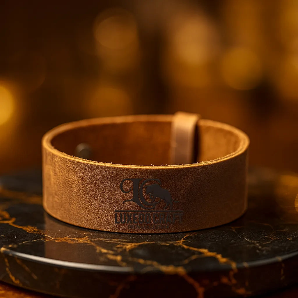 Signature Mark – Embossed Logo Leather Bracelet
