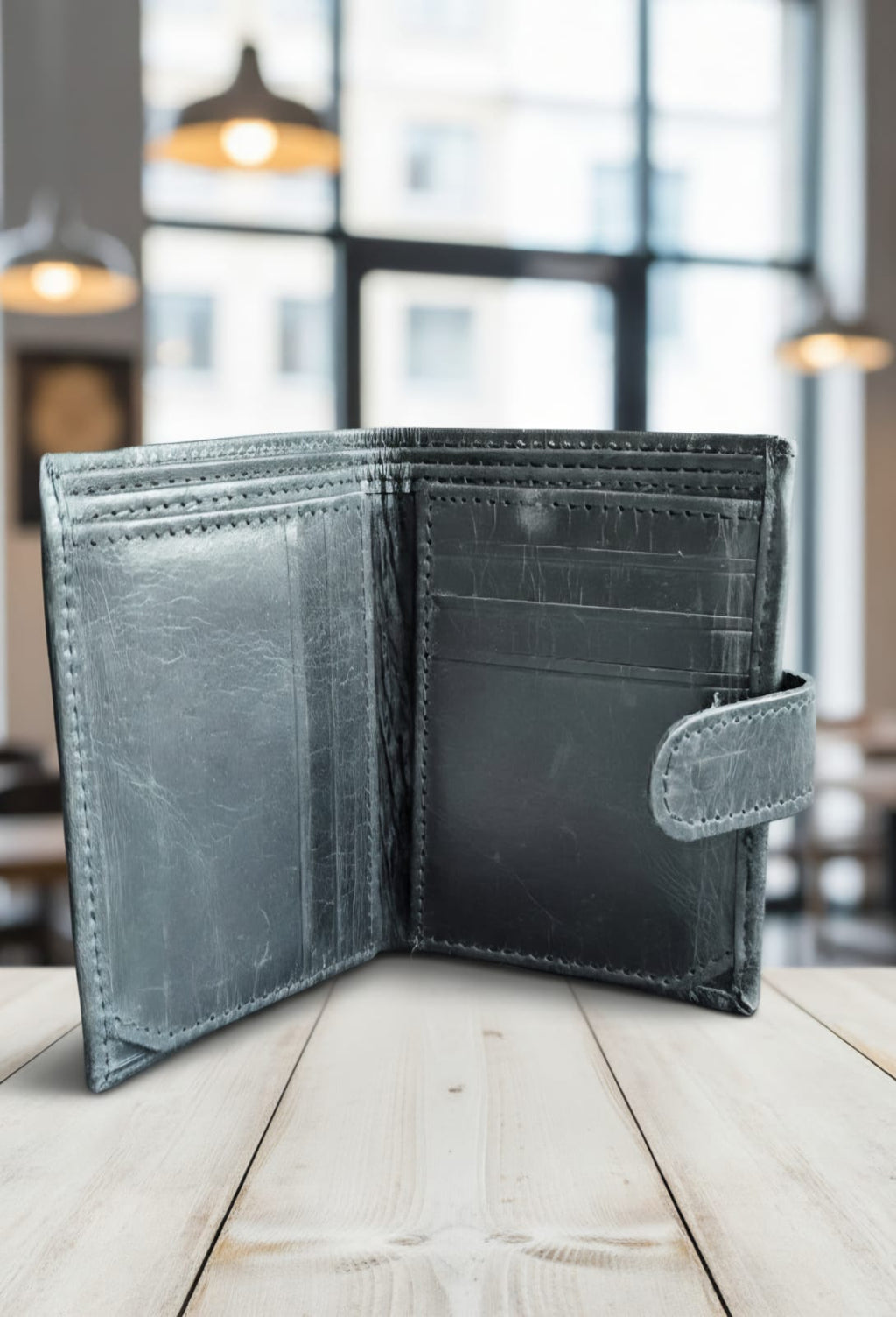 Fold Leather Wallet with Button