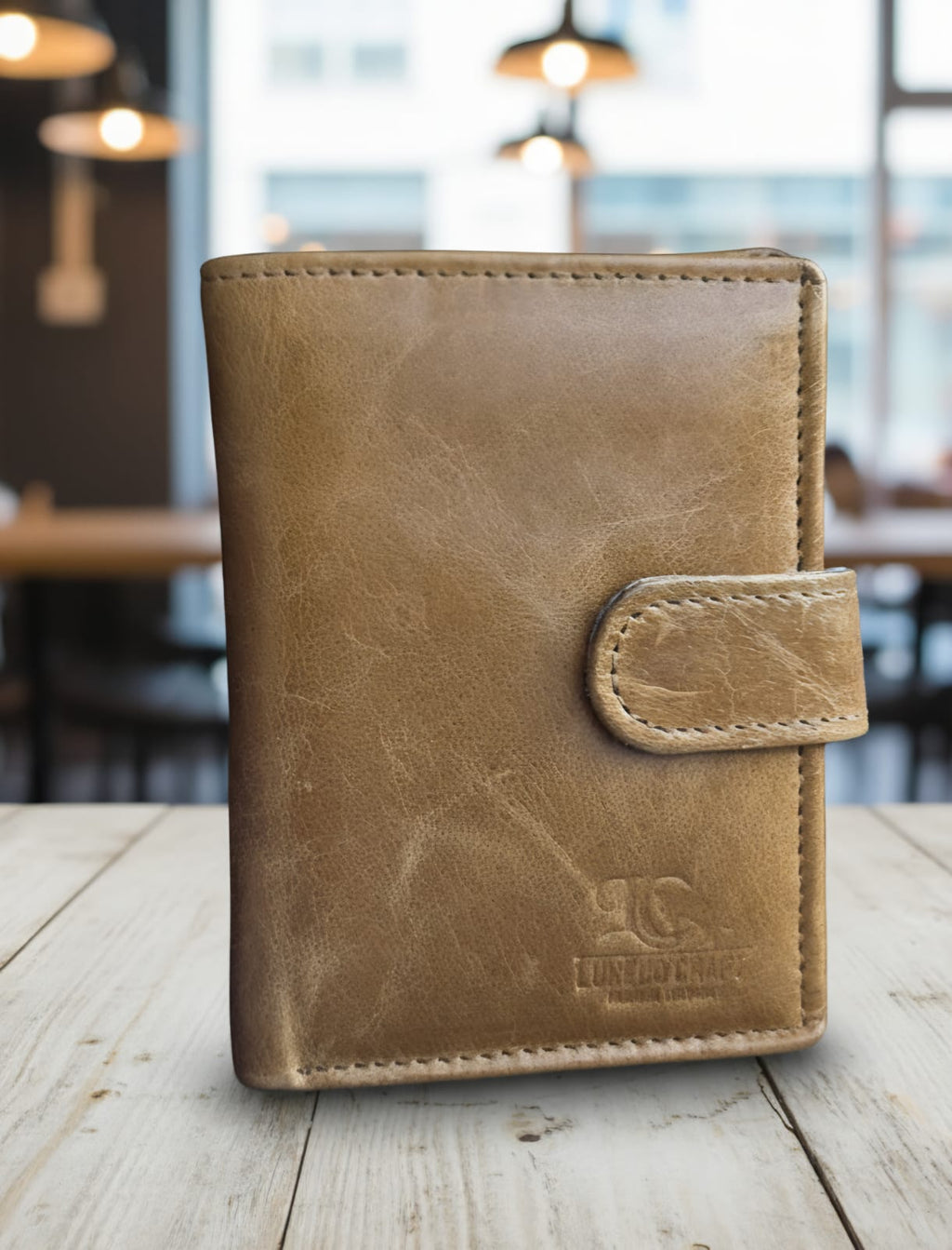 Fold Leather Wallet with Button