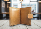 Fold Leather Wallet with Button