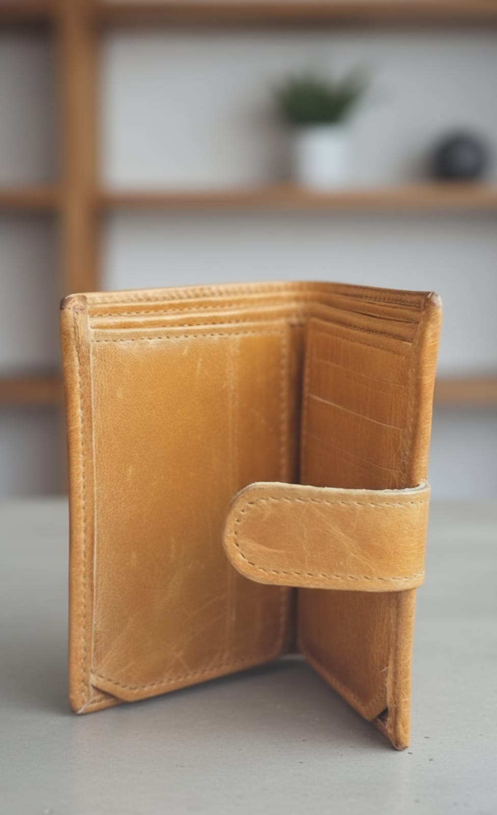 Fold Leather Wallet with Button