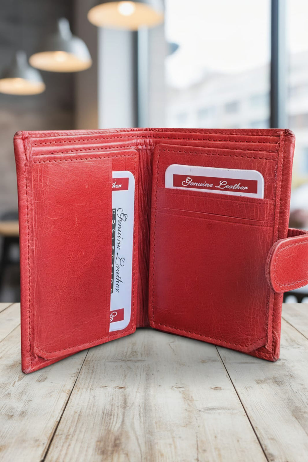Fold Leather Wallet with Button