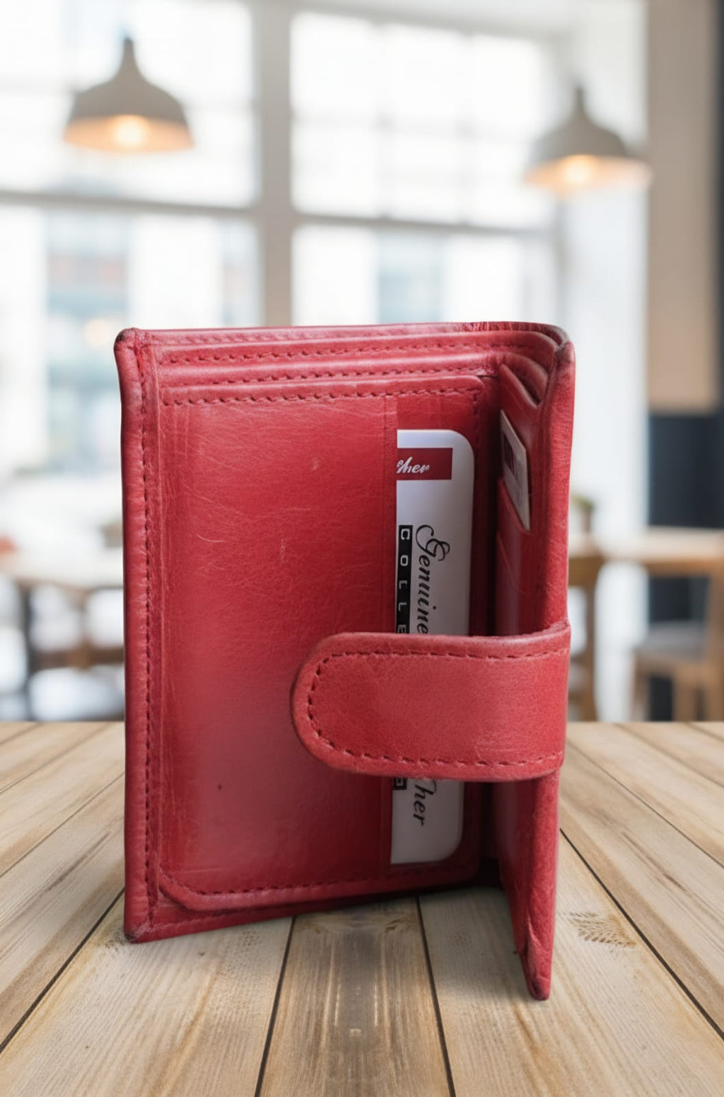 Fold Leather Wallet with Button