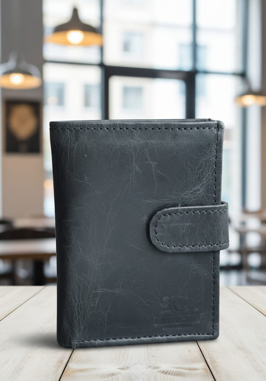 Fold Leather Wallet with Button