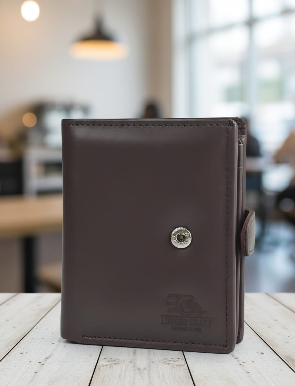 Fold Leather Wallet with Button