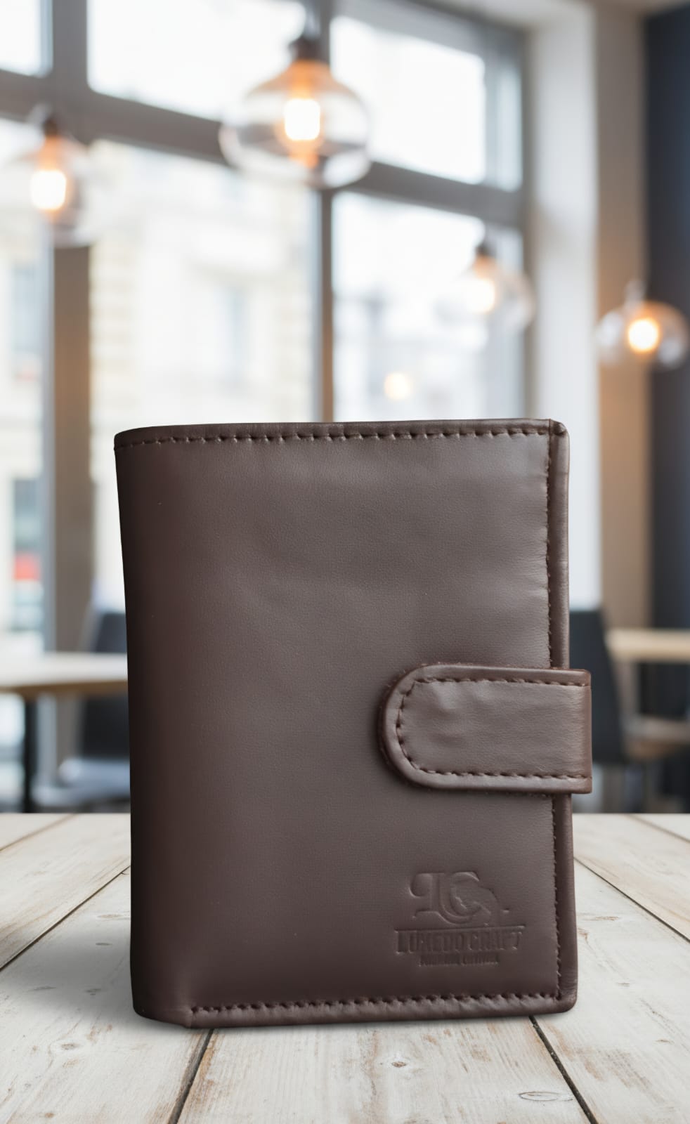 Fold Leather Wallet with Button