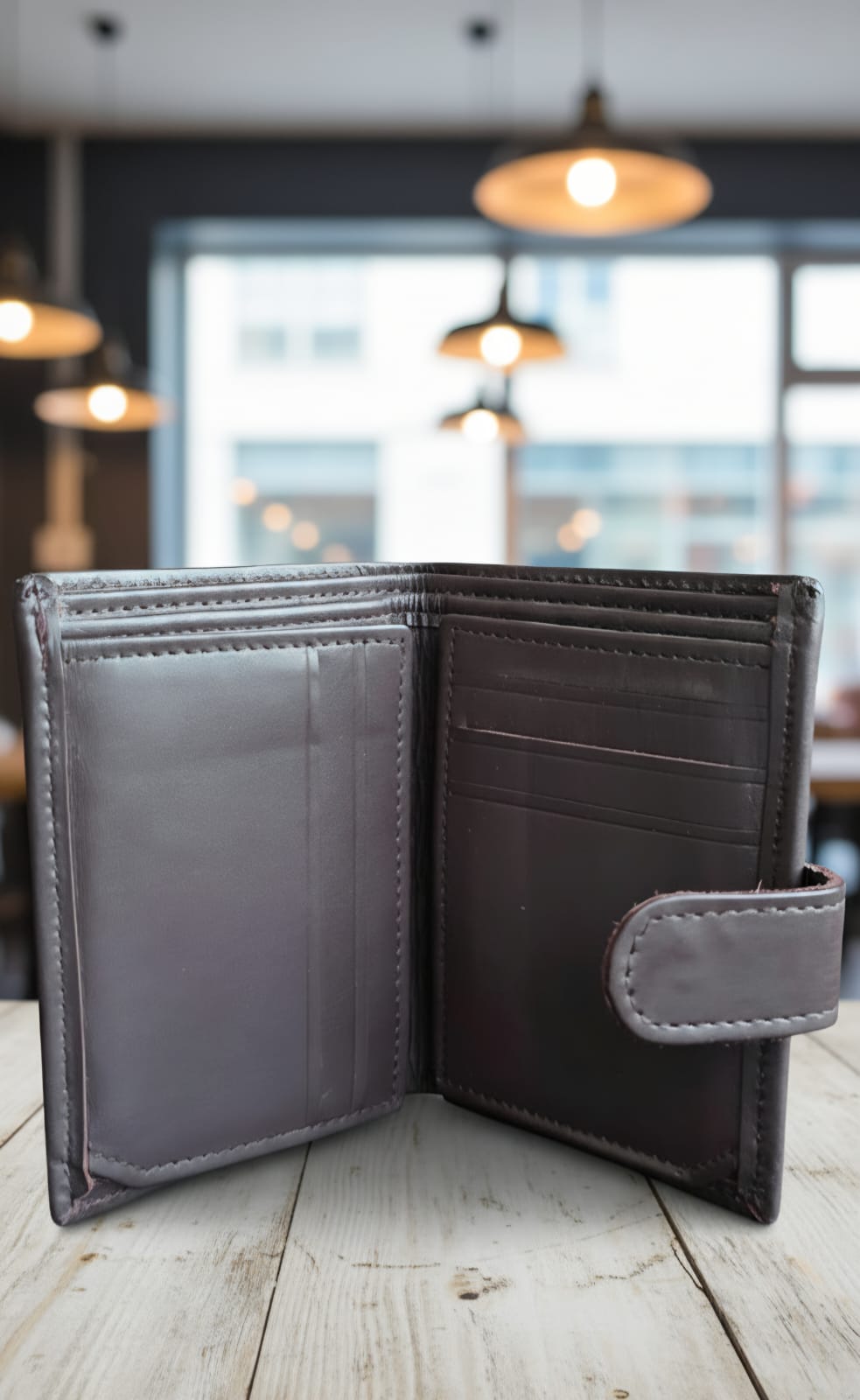 Fold Leather Wallet with Button